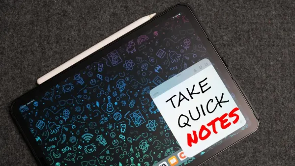 Quick note open on iPad Pro 11-inch with Apple Pencil 