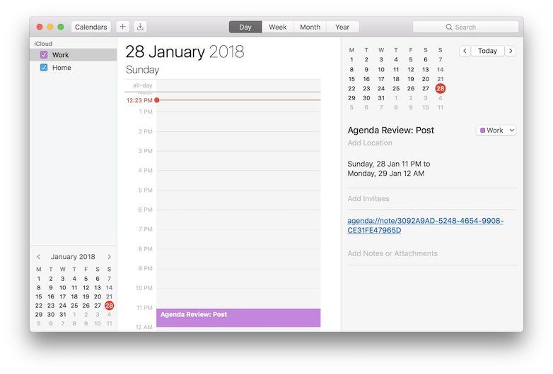 Agenda Review Calendar Based Note Taking App for Mac appsntips