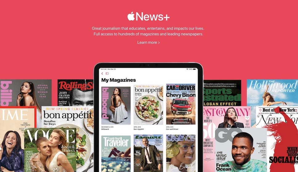 apple news plus magazine list