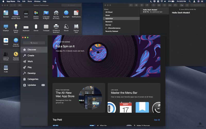 macos high sierra dark mode