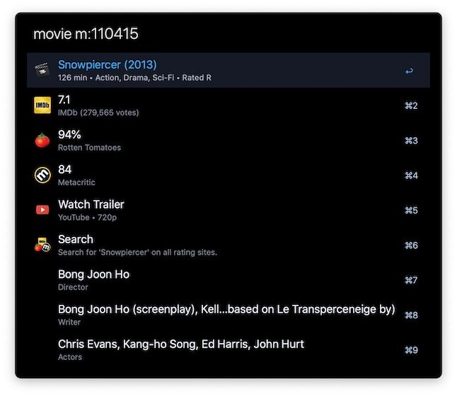 10. Movie and TV Search - Alfred Workflow