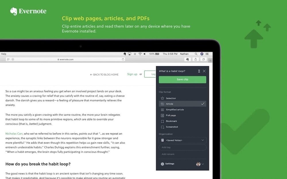 6. Evernote Web Clipper for safari