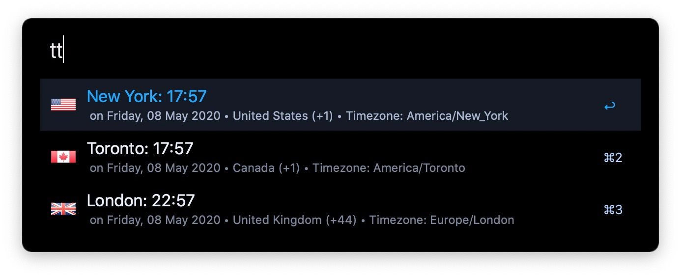 9. TimeZones - Alfred Workflow