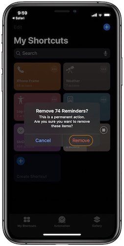 Delete Completed Reminders in Apple Reminders 3