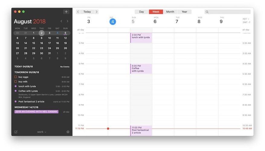 multiple time zones fantastical for mac