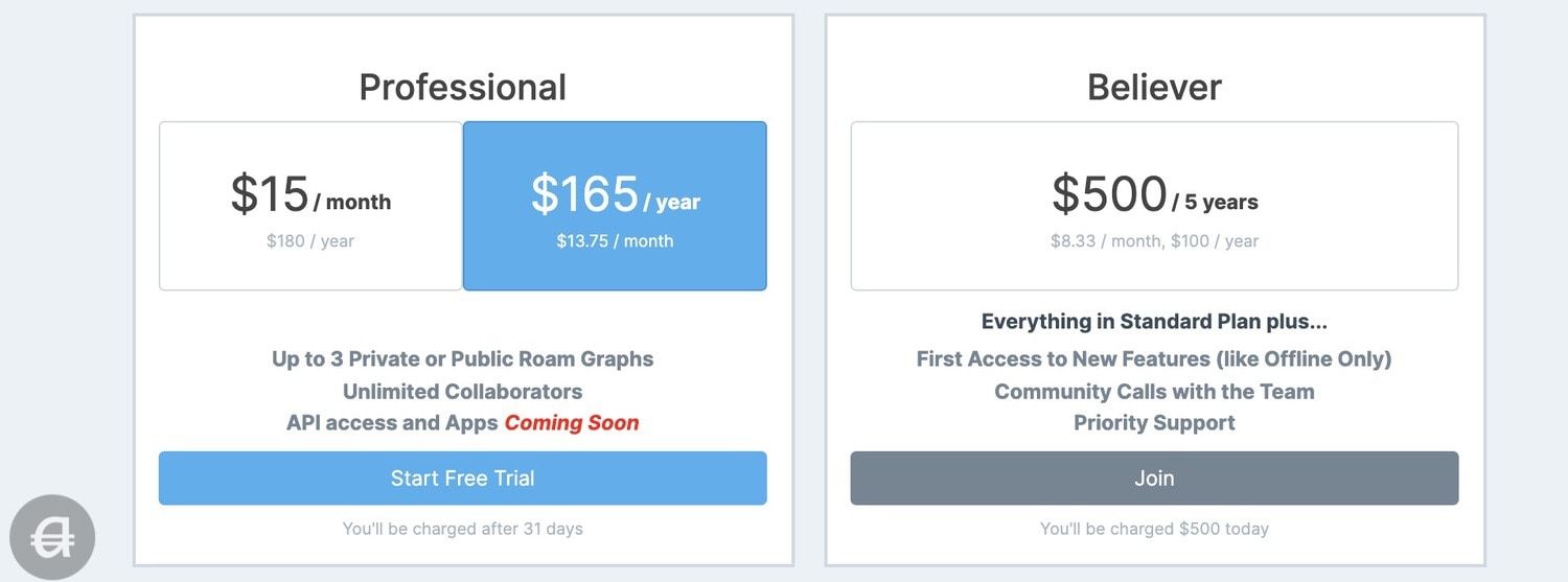 Roam Research Pricing