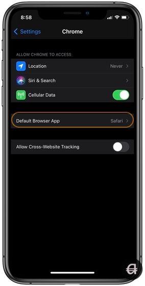 browser settings iphone