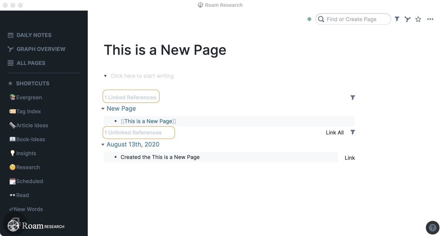 Backlinks in Roam Research