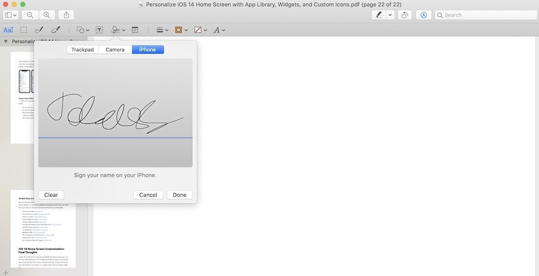 adding signature to pdf