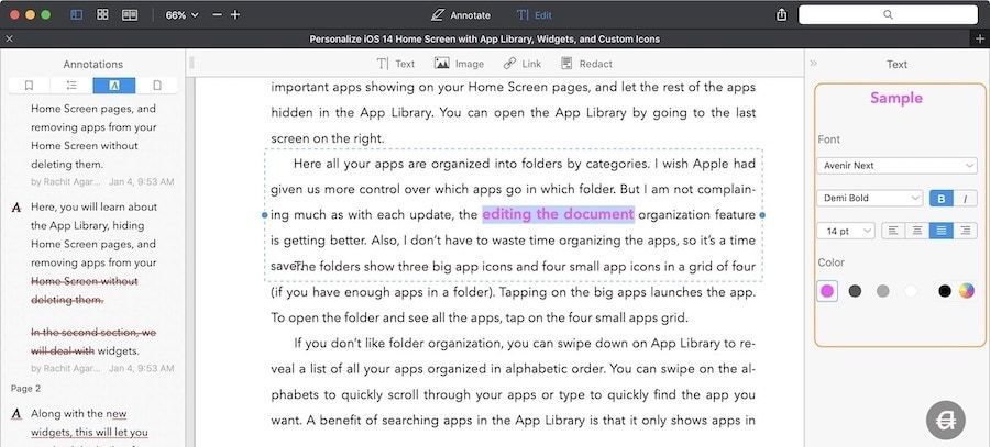 how to edit a pdf page