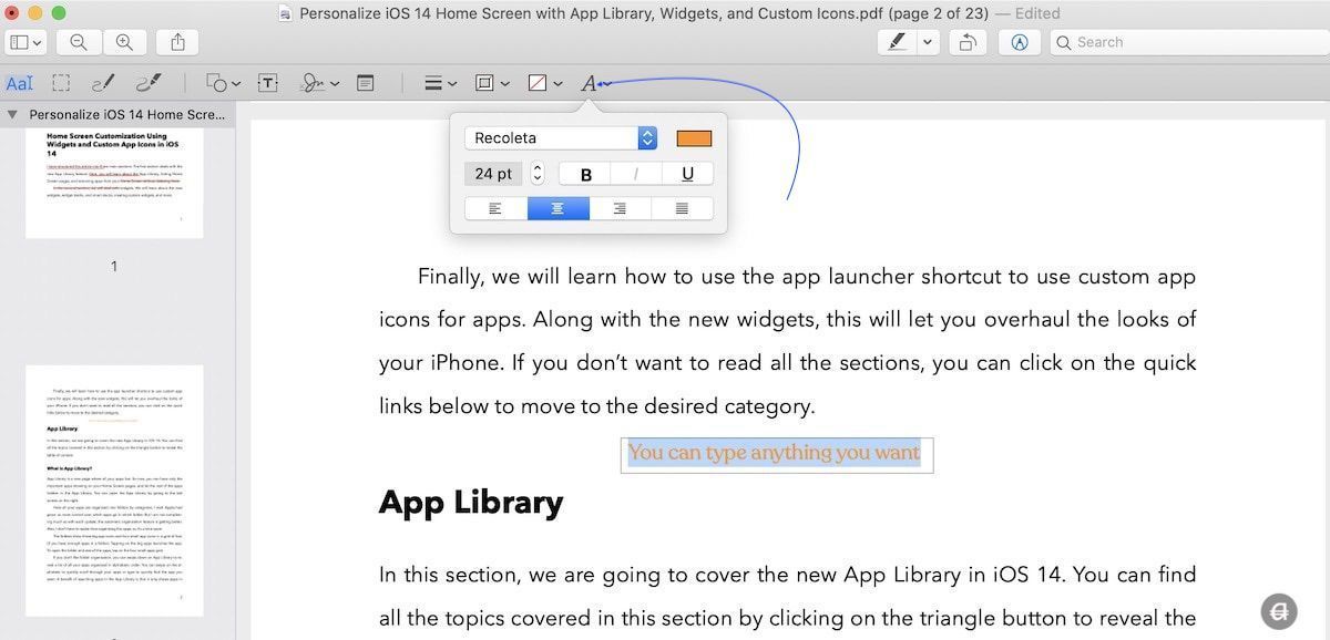 add text on a pdf for mac