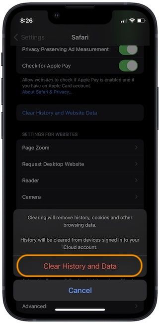 How to Use Shortcut to Delete Safari Browsing History and Data