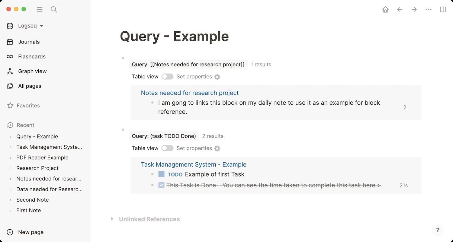 logseq query system