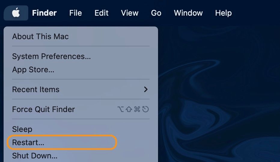 restart your mac