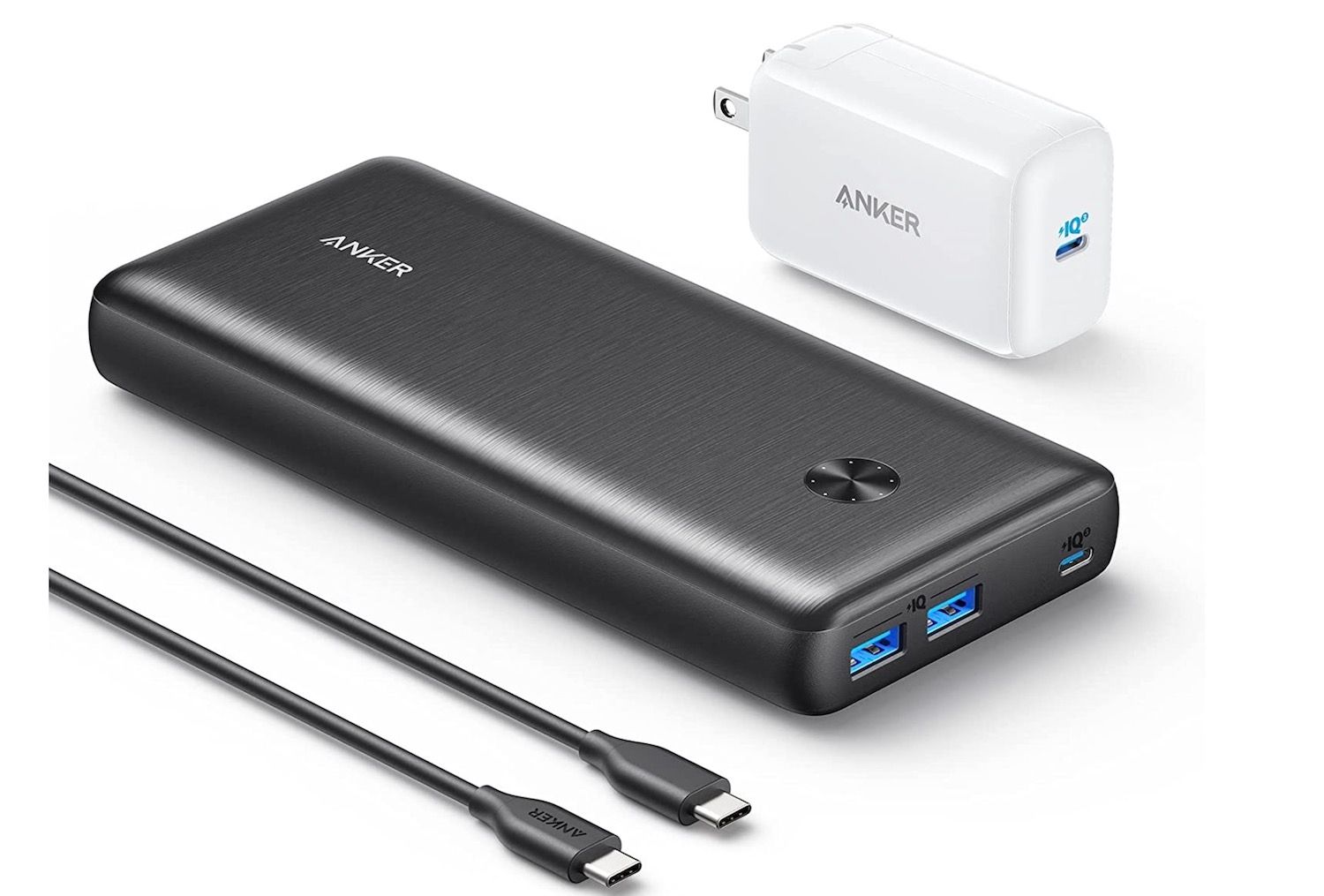 Anker PowerCore III Elite 26K alongside cable and power brick