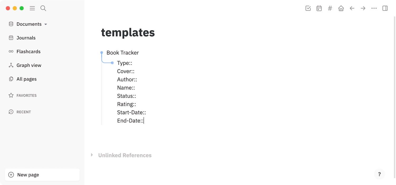 Create a book tracking template 3