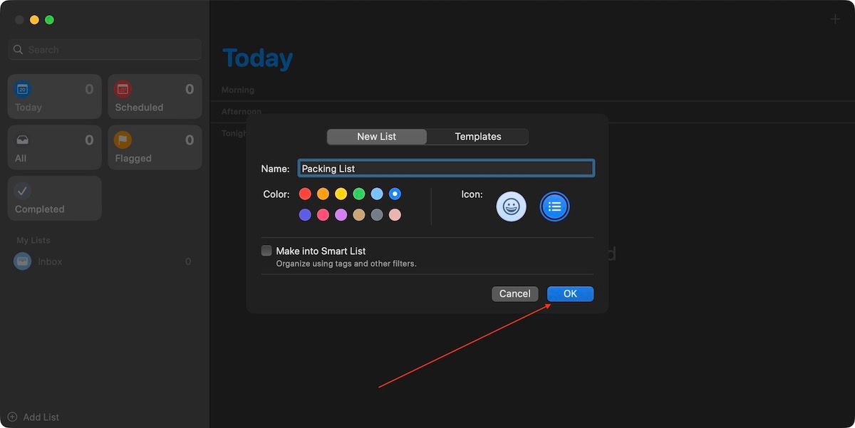 How to create a template list in Reminders on Mac 2
