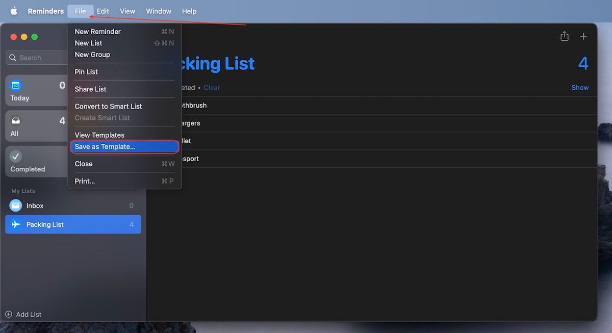 How to create a template list in Reminders on Mac 3