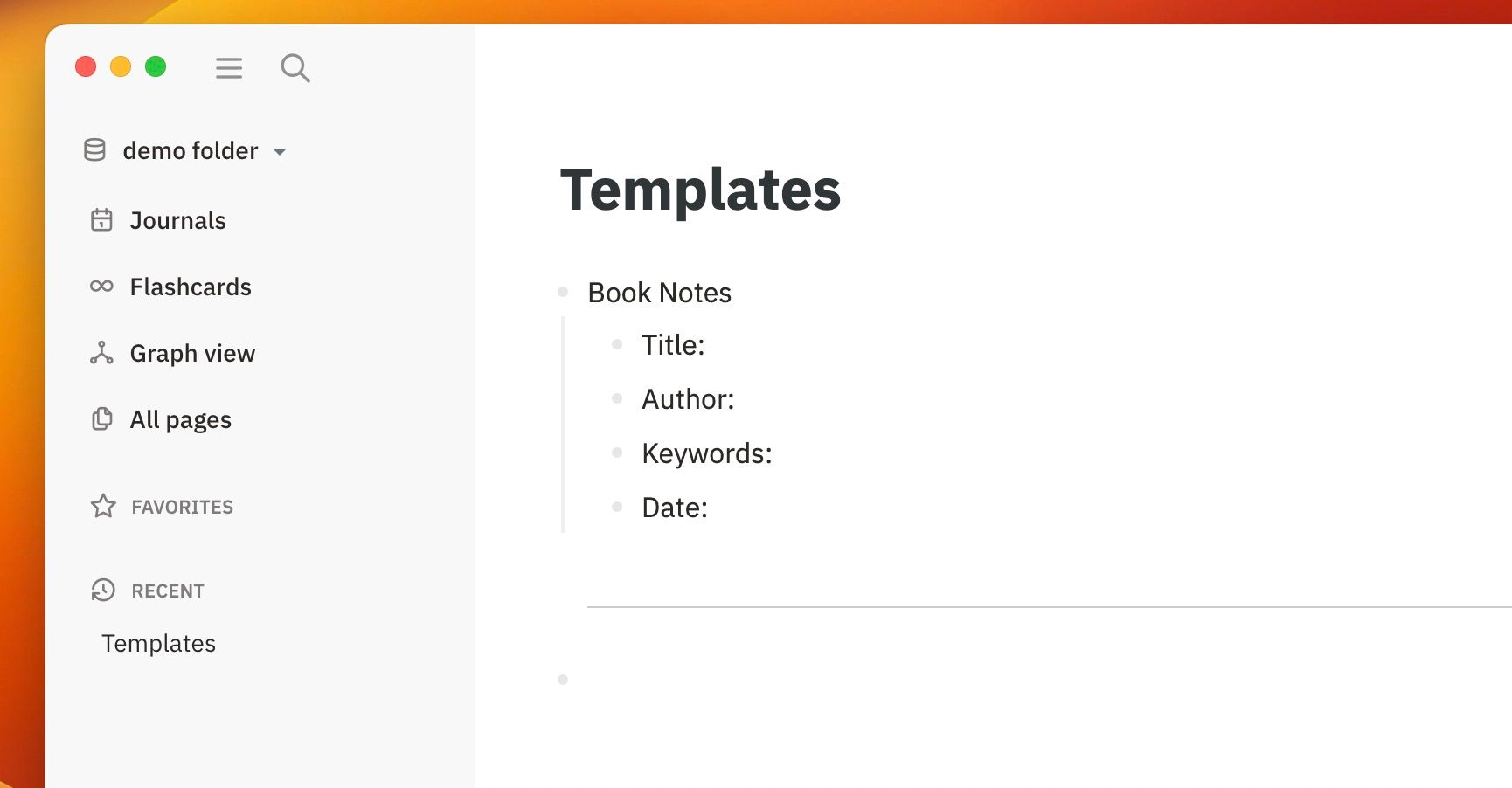 Example of book notes template