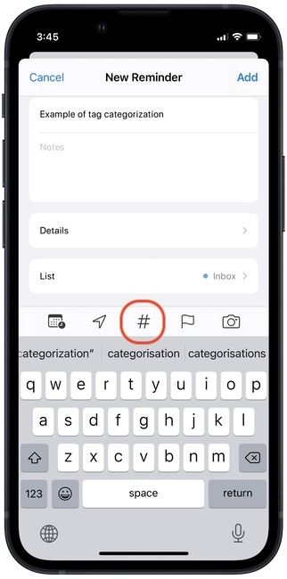 use tags to organize reminders on iPhone 1