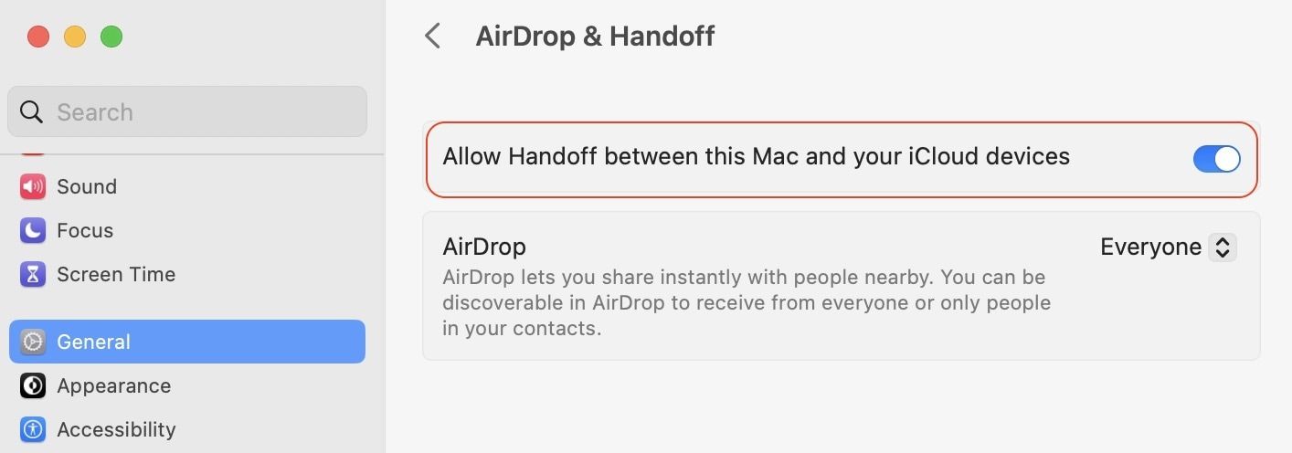 Enable Handoff