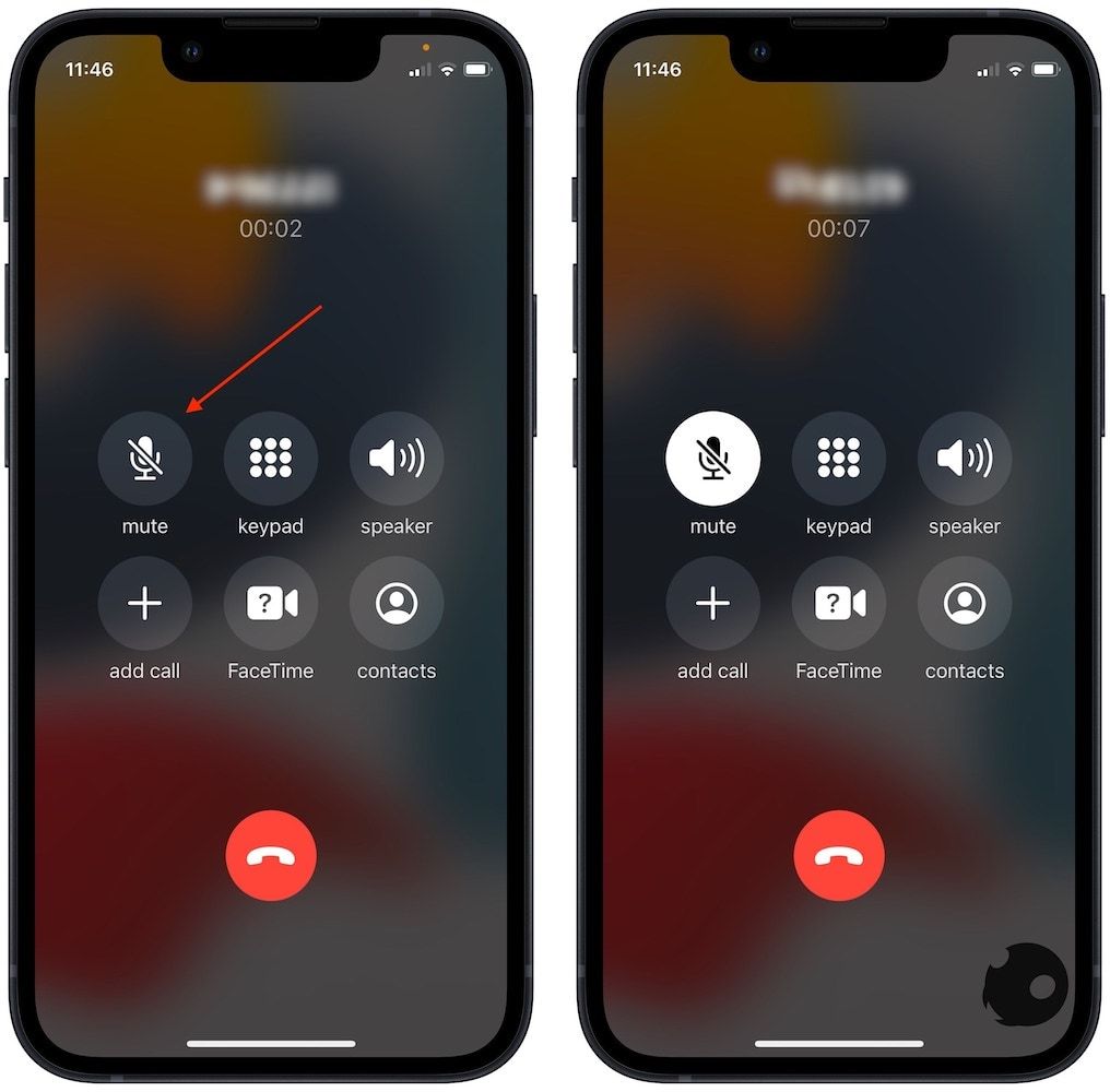 iPhone screenshot showing how to mute a call