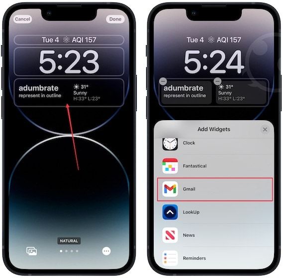 Add Gmail widget to iPhone Lock Screen 3