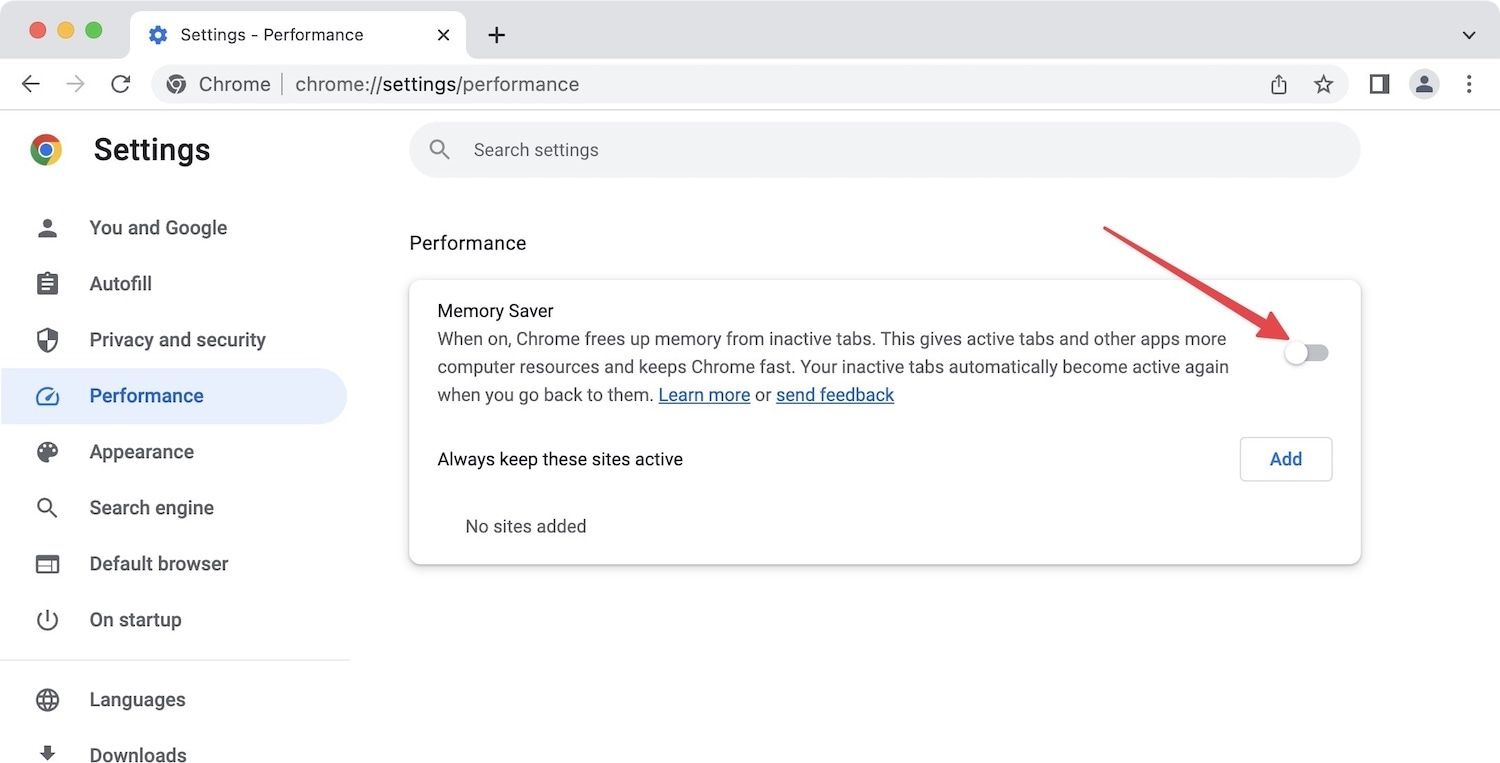 Enable Memory Saver on Chrome to reduce RAM usage 6