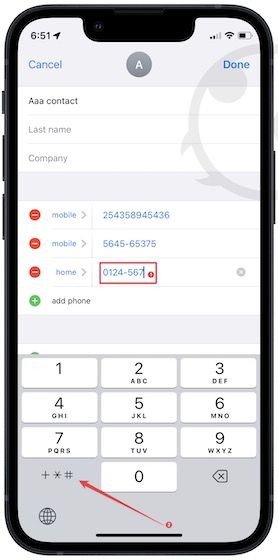 add extension numbers to existing contacts on iPhone 4