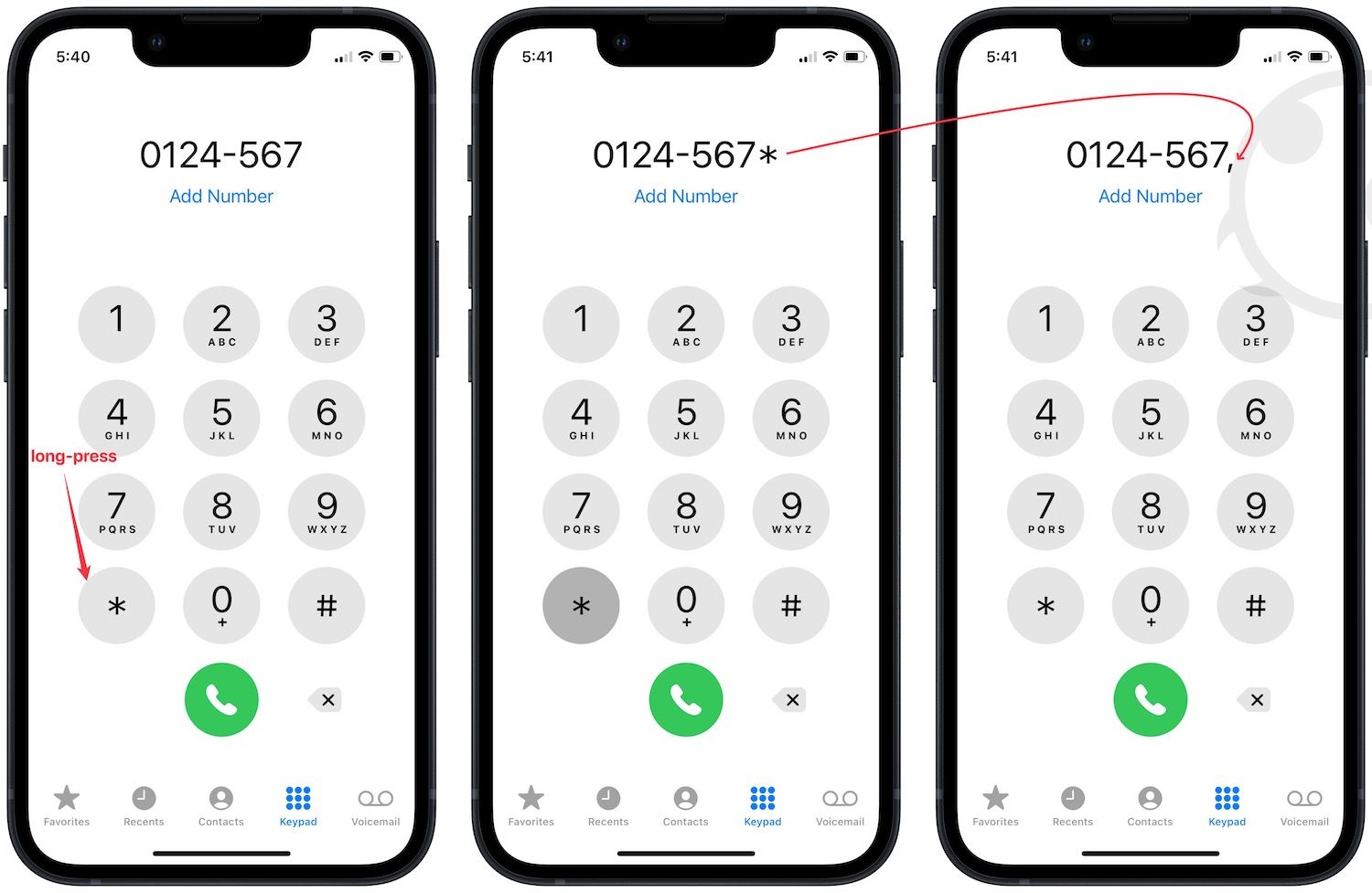 how to dial a phone number with an extension