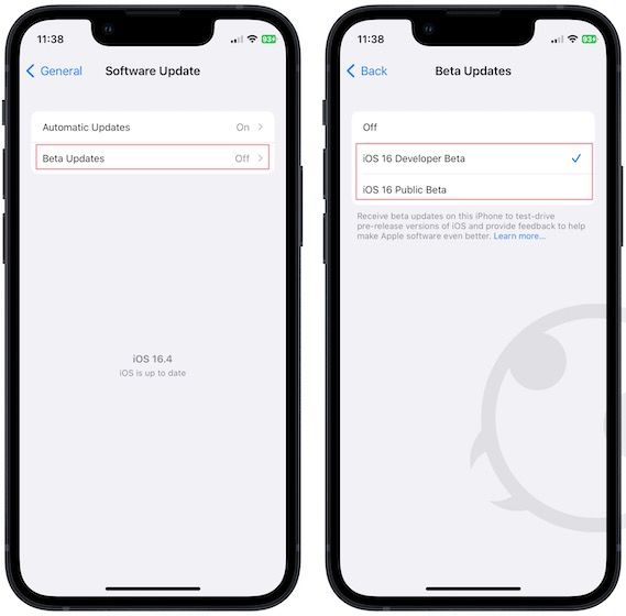 Turn on iOS beta updates with iOS 16.4 or later 3