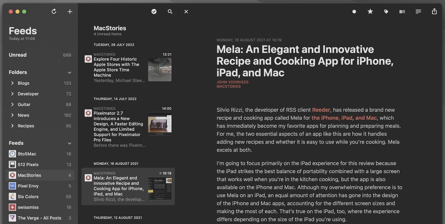 Reeder 5 dark mode screenshot