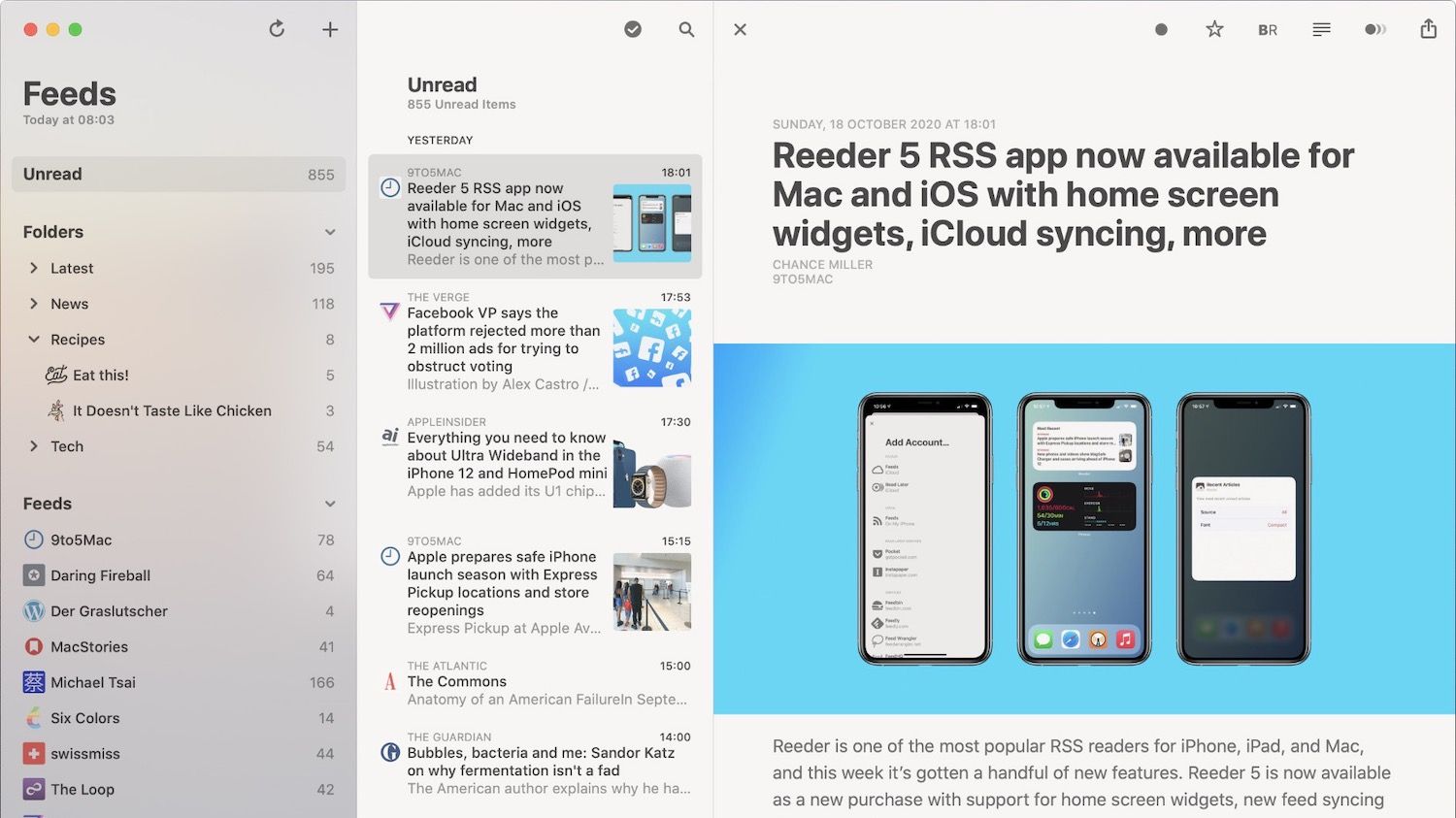 Reeder 5 screenshot