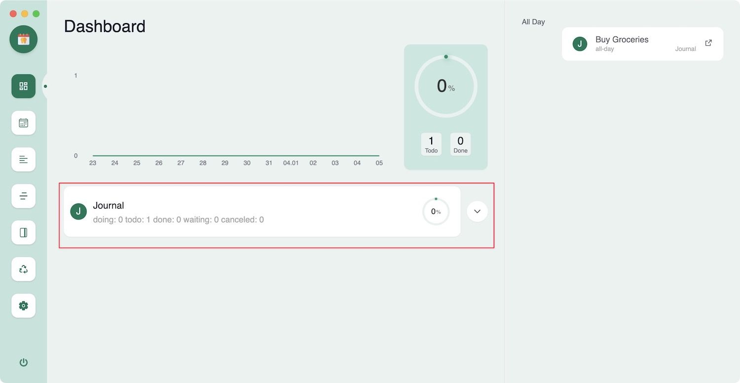 Agenda Dashboard with Journal Project