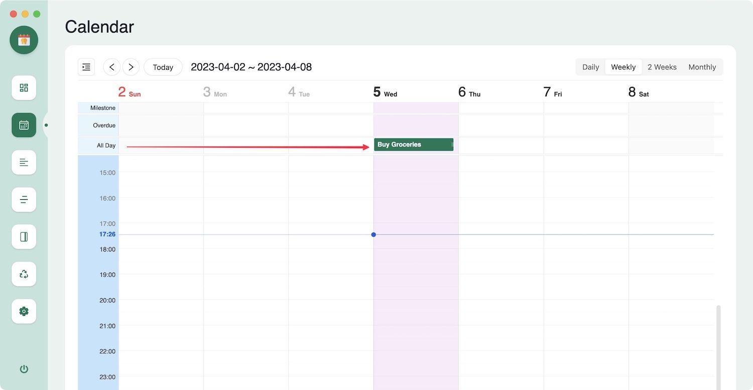 Task as all day event in Agenda in Logseq