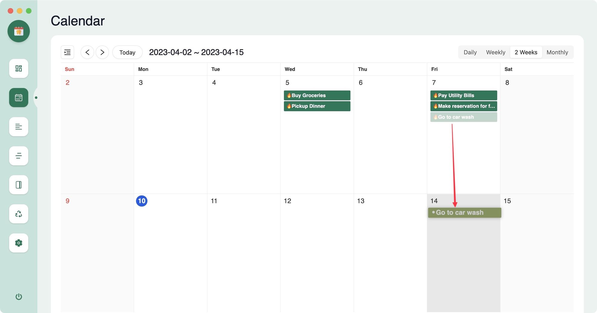 Drag and drop to reschedule tasks in agenda