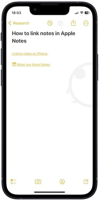 Linked notes in Apple Notes