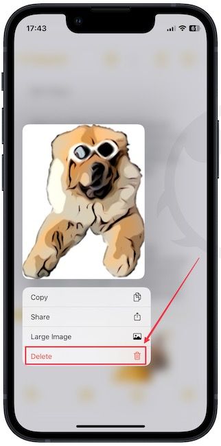 Deleting sticker from Apple Notes