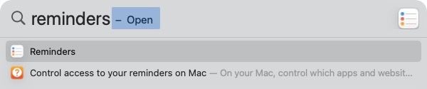 Launching Reminders using Spotlight