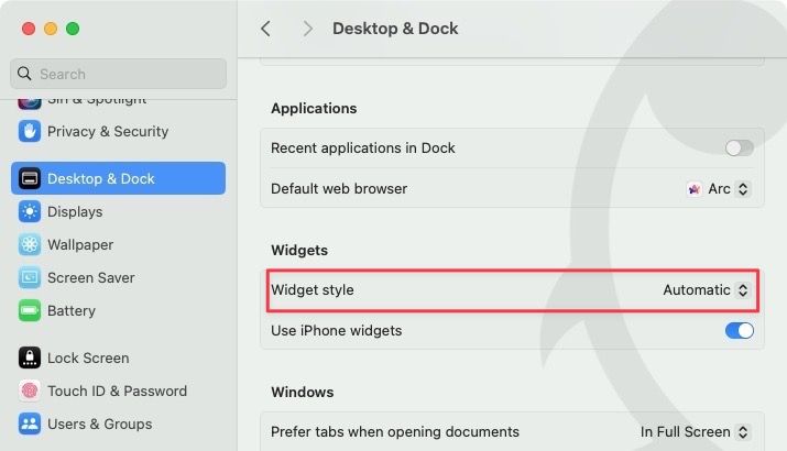 Widgets style settings