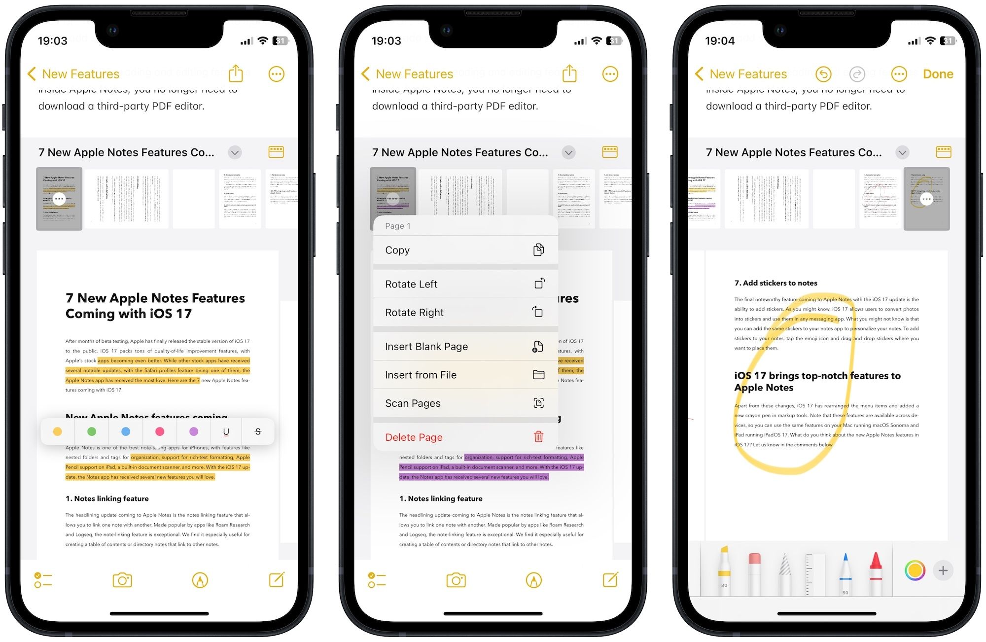 PDF Editing in Apple Notes