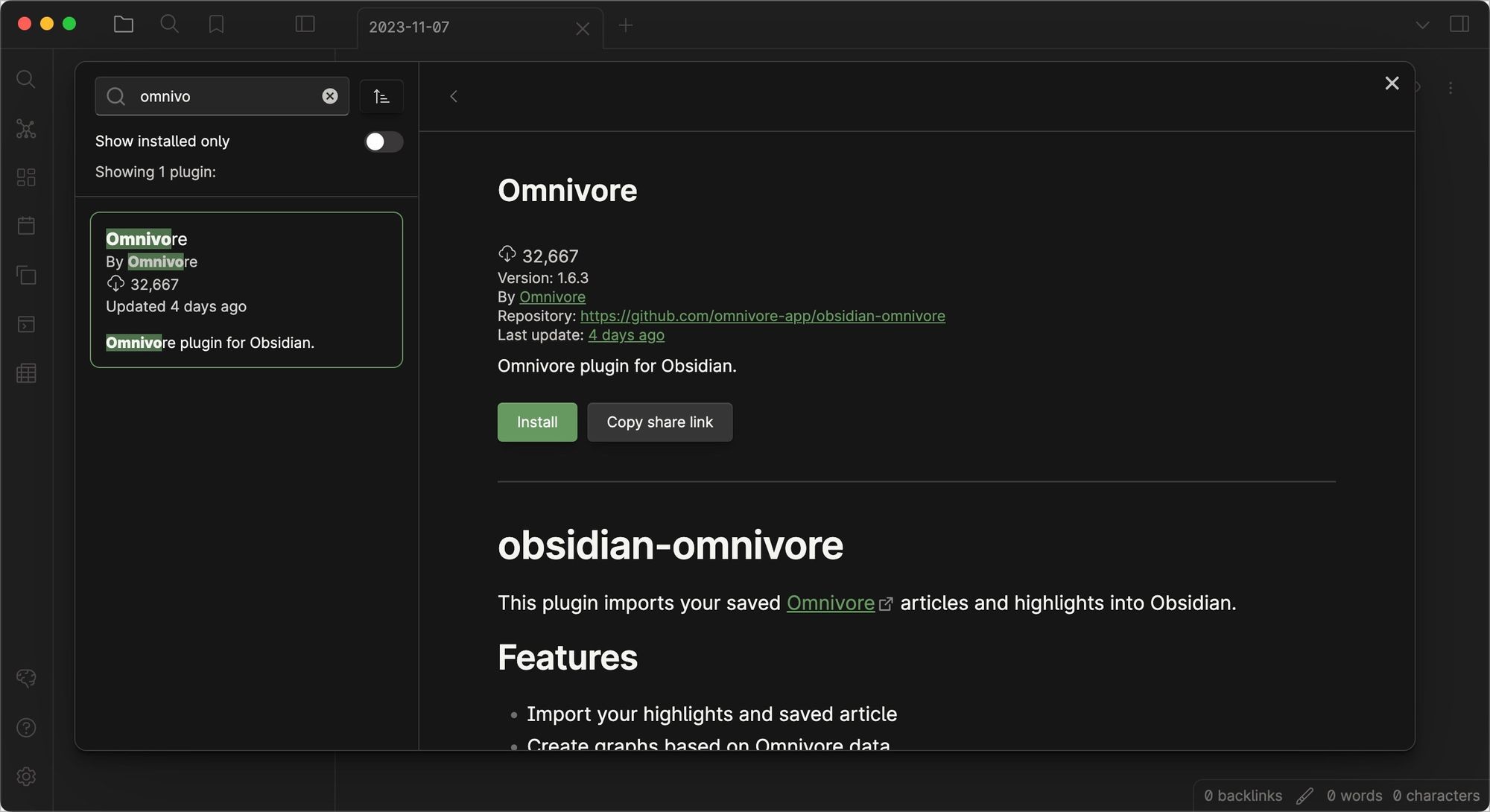 Omnivore Plugin