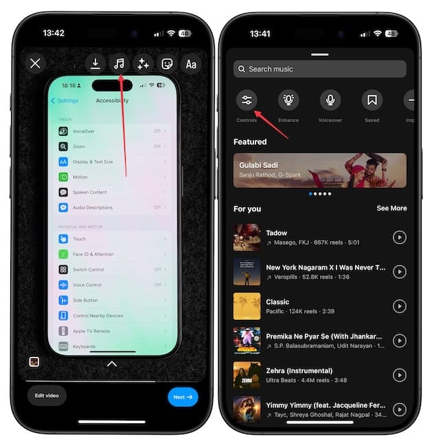 Instagram music custom screen