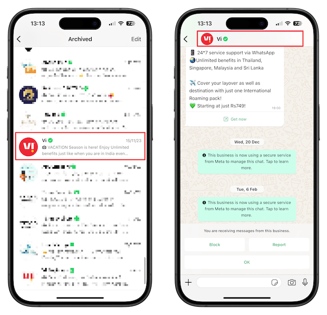 Opening WhatsApp chat to lock