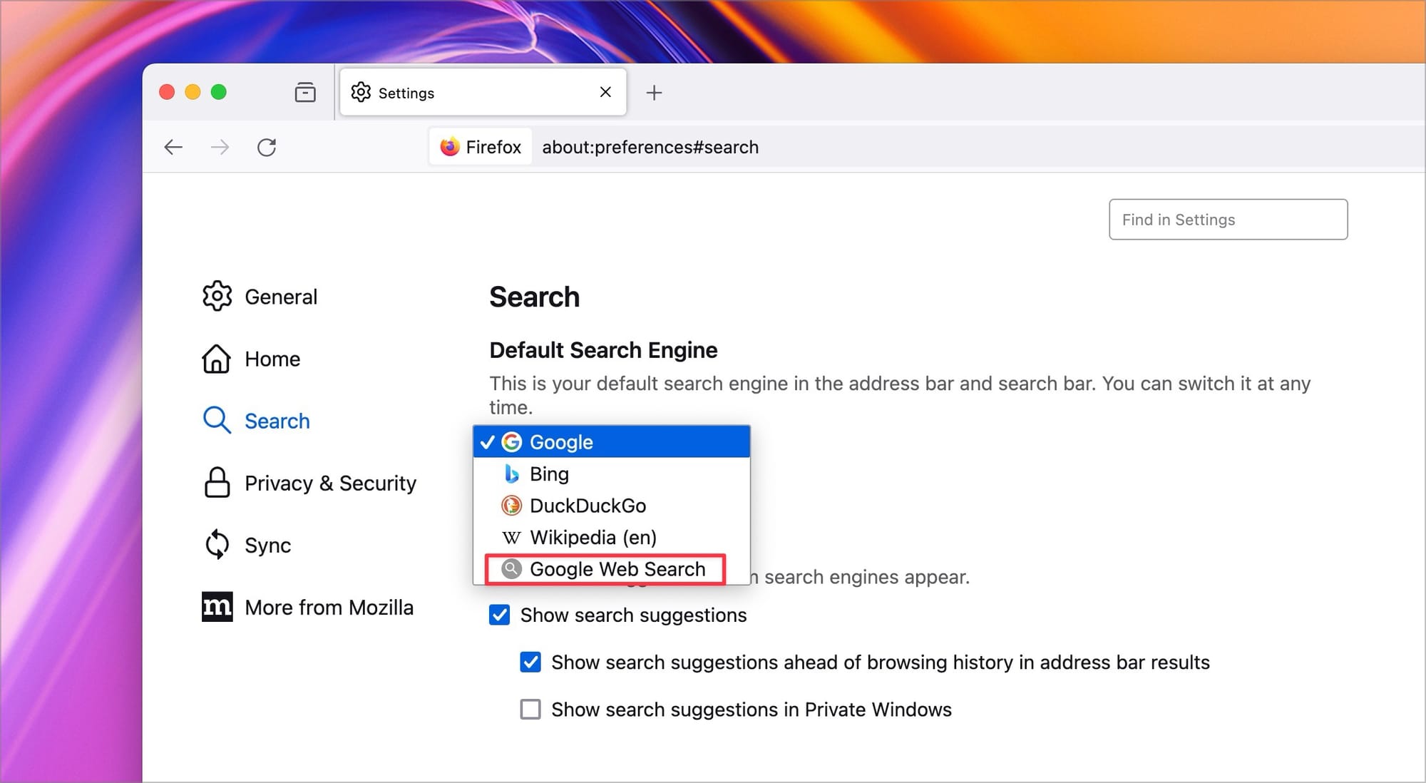 set it as the default using the Default Search Engine setting