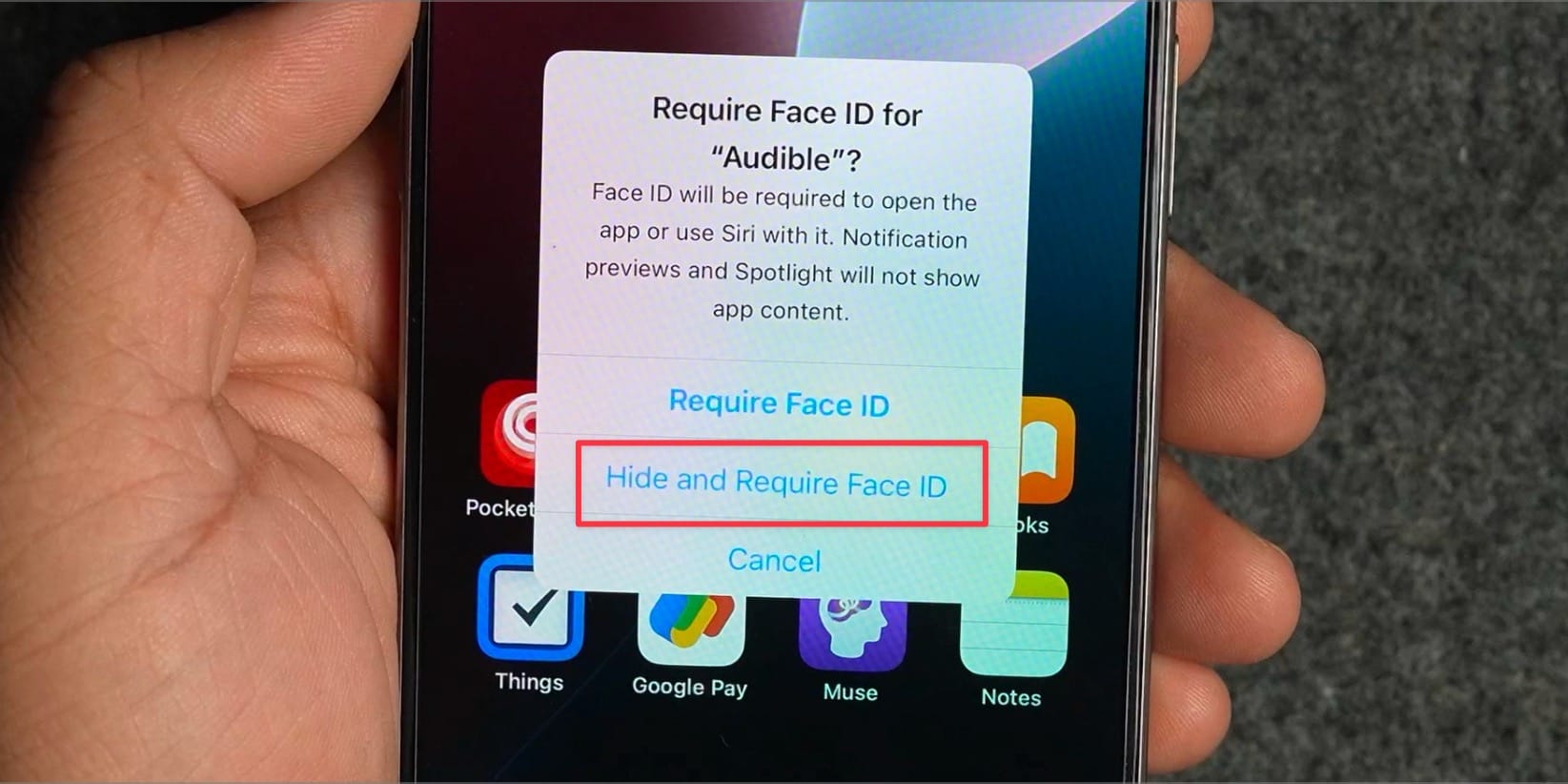 Hide and Require Face ID
