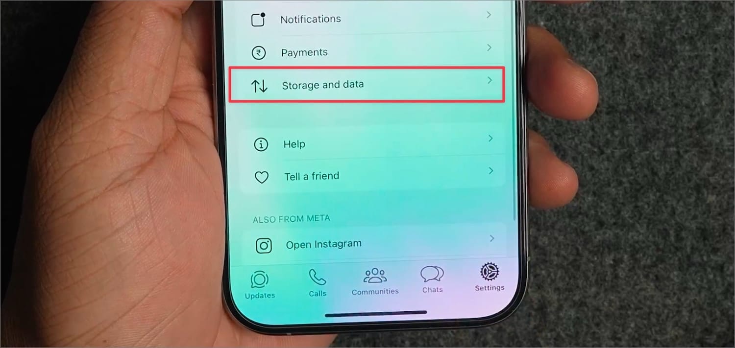 Storage and data settings