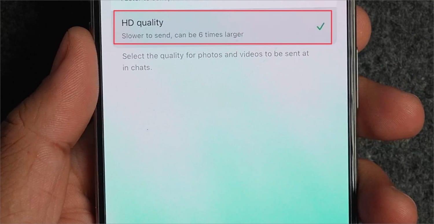  Tap on HD quality to set it as a default