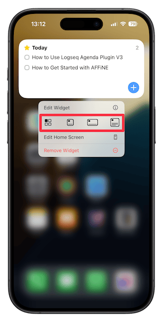 changing widget size