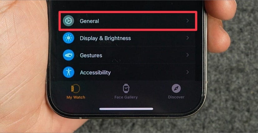 general settings in apple watch